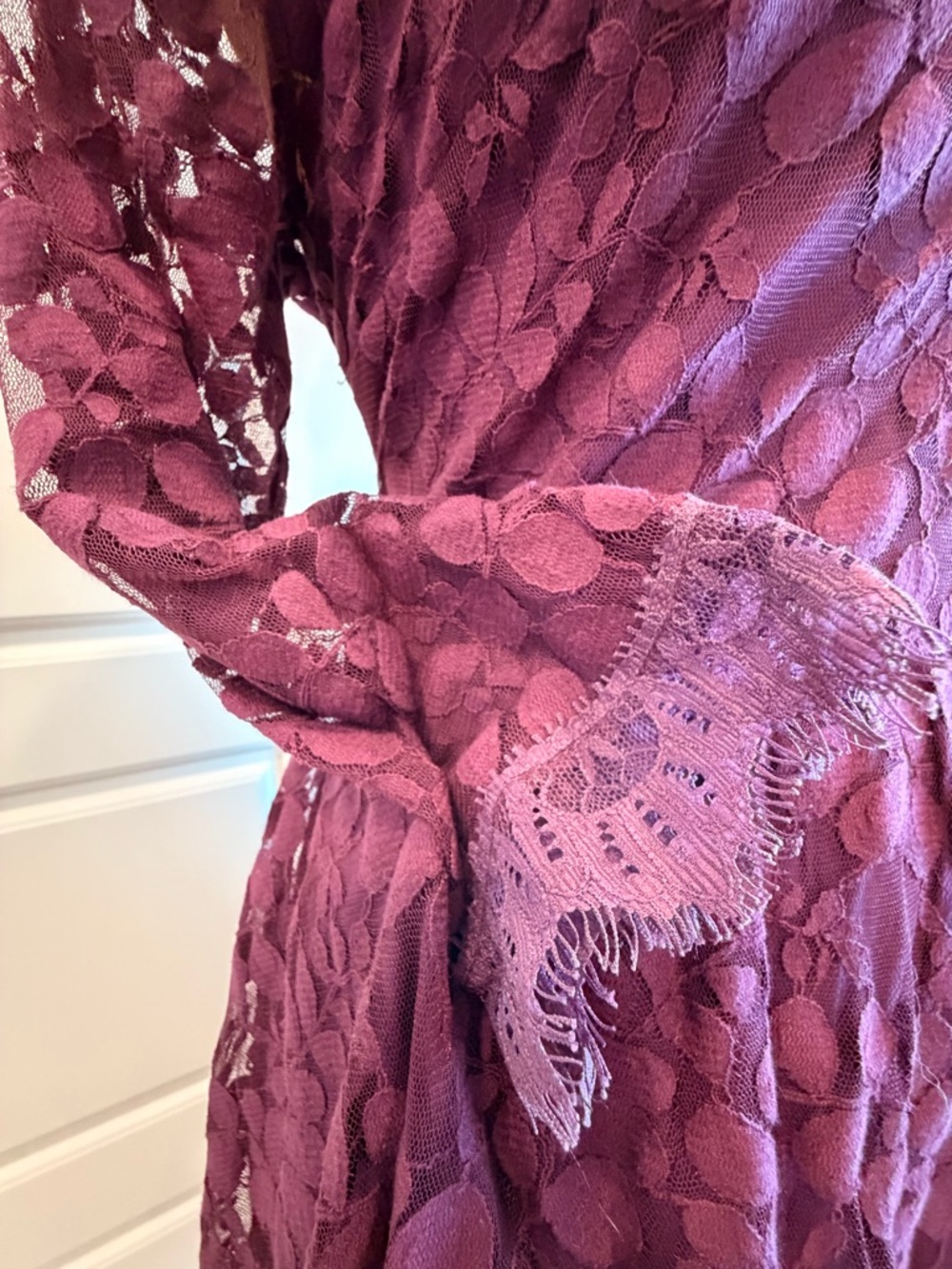 Free People Plum Lace Long-Sleeve Midi Dress - Picture 2 of 4